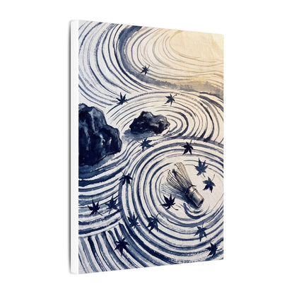Zen Rock Garden in Golden Hour | Sumi E Canvas Art
