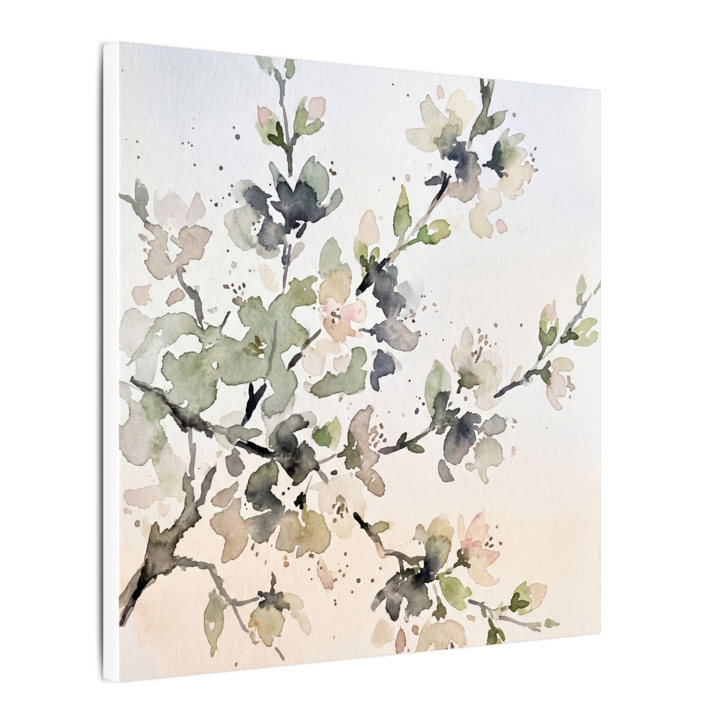 Cherry Blossom Watercolor Canvas Art | Elegant Japandi Art