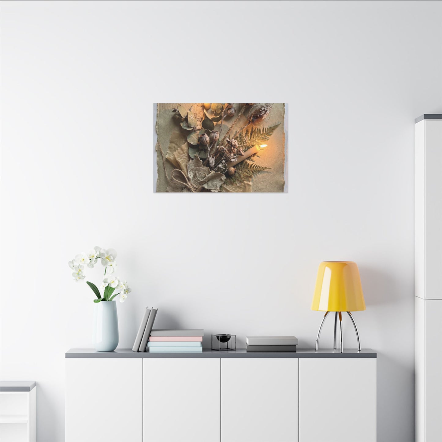 Dried Flowers Texture Canvas Art | Warm Japandi Art