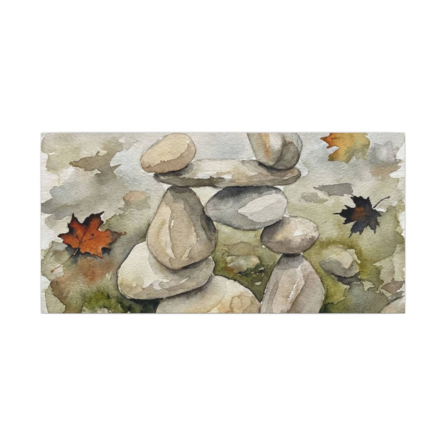Overcast River Stones Canvas Art - Japandi Fukinsei