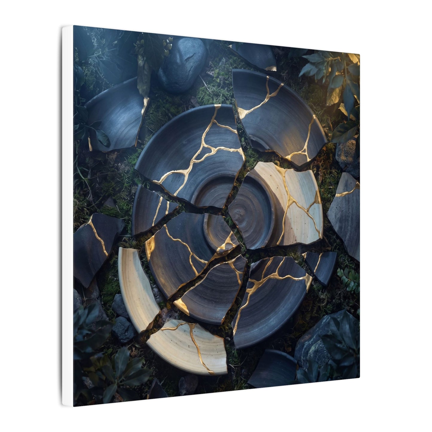 Resilient Broken Pottery Canvas Art - Gold Vein Kintsugi