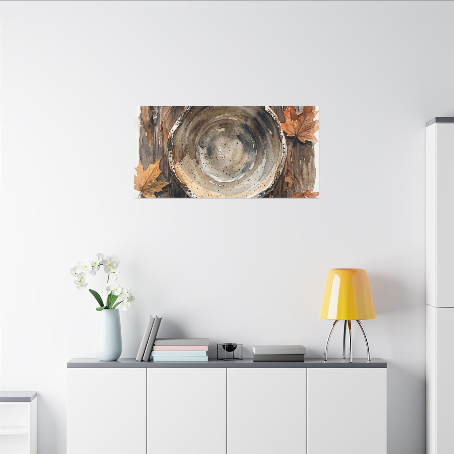 Ma Ceramic Bowl Canvas Art - Japandi Watercolor
