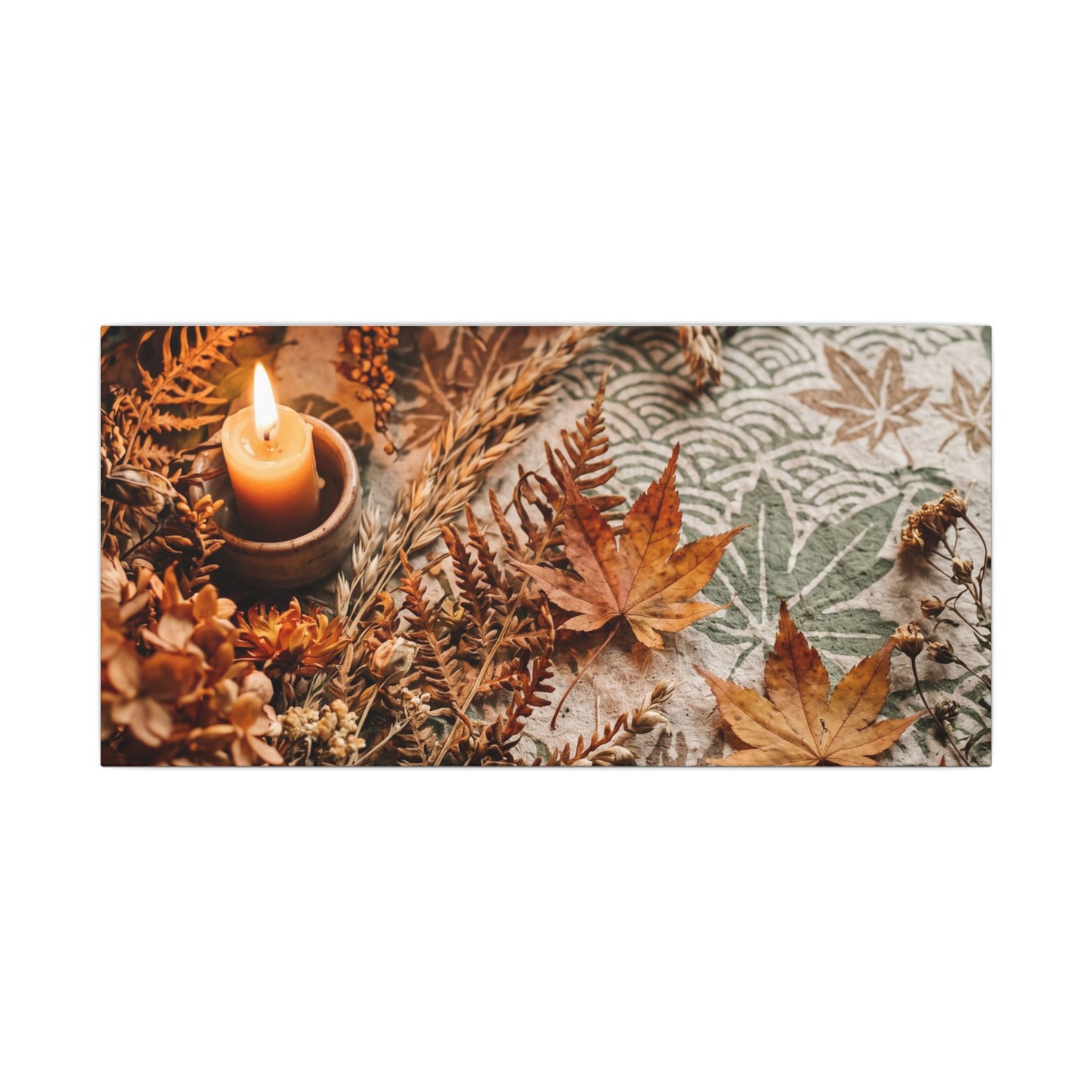 Candlelight Dried Flowers Canvas Art - Japandi Seijaku