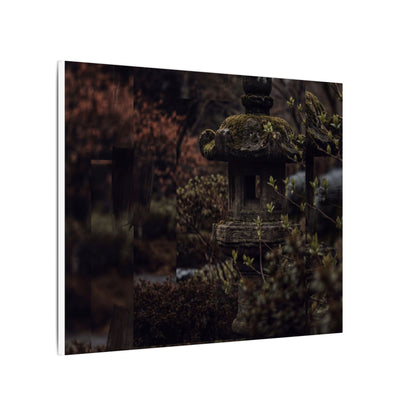 Stone Lantern Spring Canvas Art | Dark Japandi Bold Design