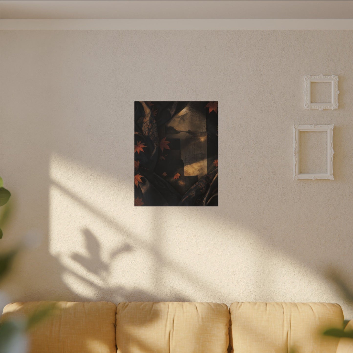 Autumn Silk Drape Shadow Zen Canvas Art | Bold Decor