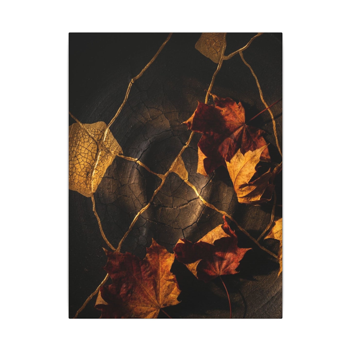 Resilient Shadow Play Canvas Art - Crackle Gold Kintsugi