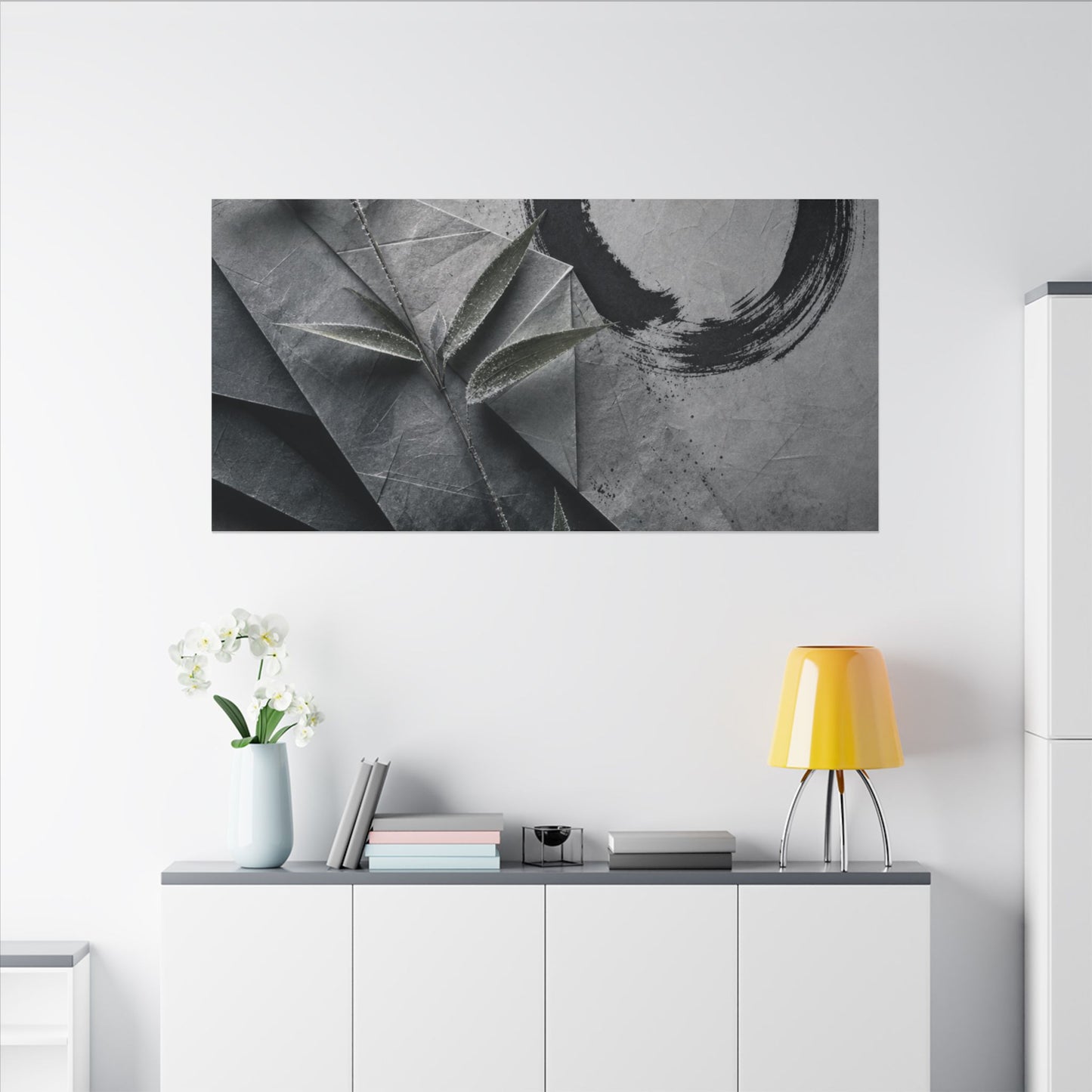 Winter Paper Fold Enso Canvas Art | Serene Decor