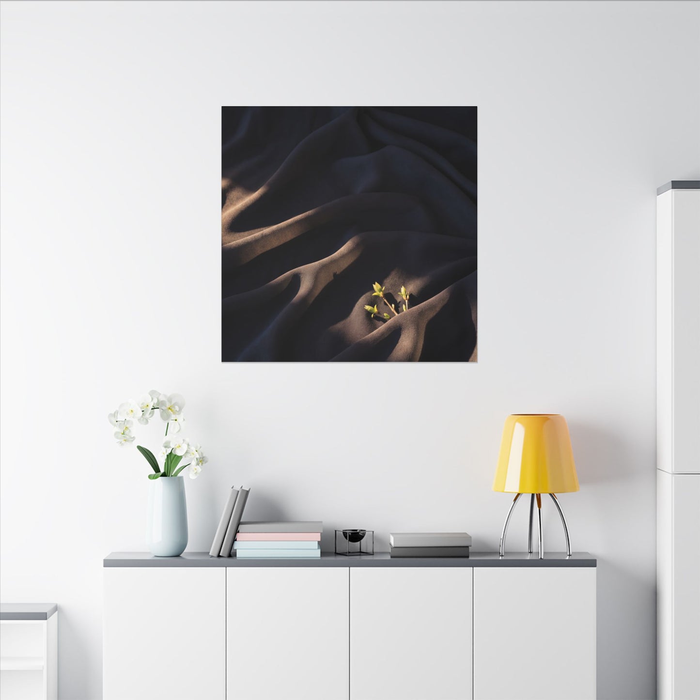 Silk Drape Shadow Zen Canvas Art | Luxurious Dark Japandi Art