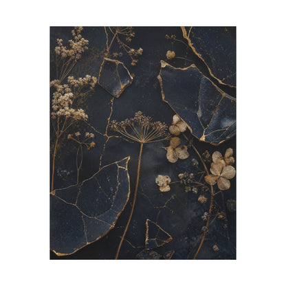 Philosophical Dried Flowers Canvas Art - Broken Beauty Kintsugi