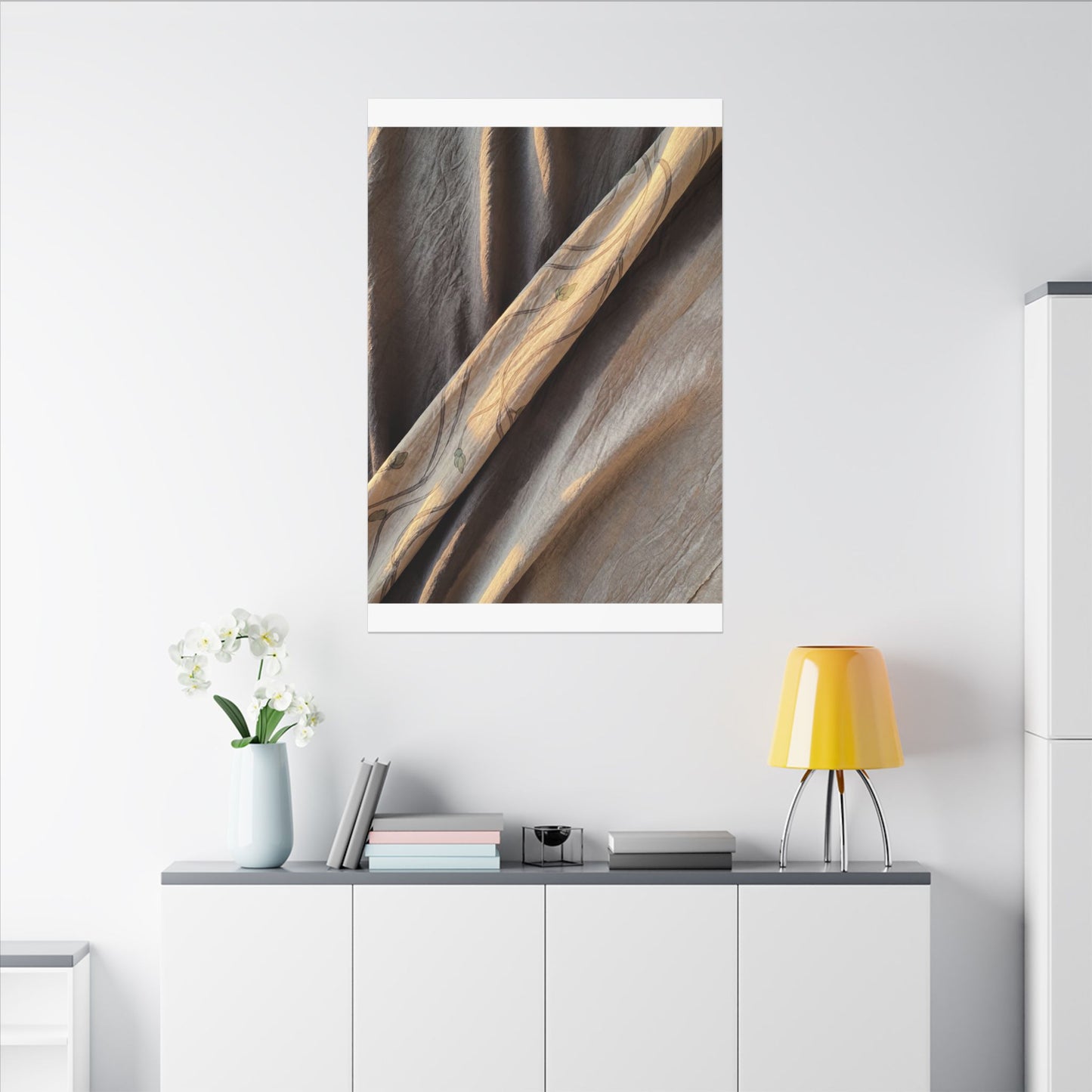 Warm Silk Drape Canvas Art - Japanese Pattern Japandi