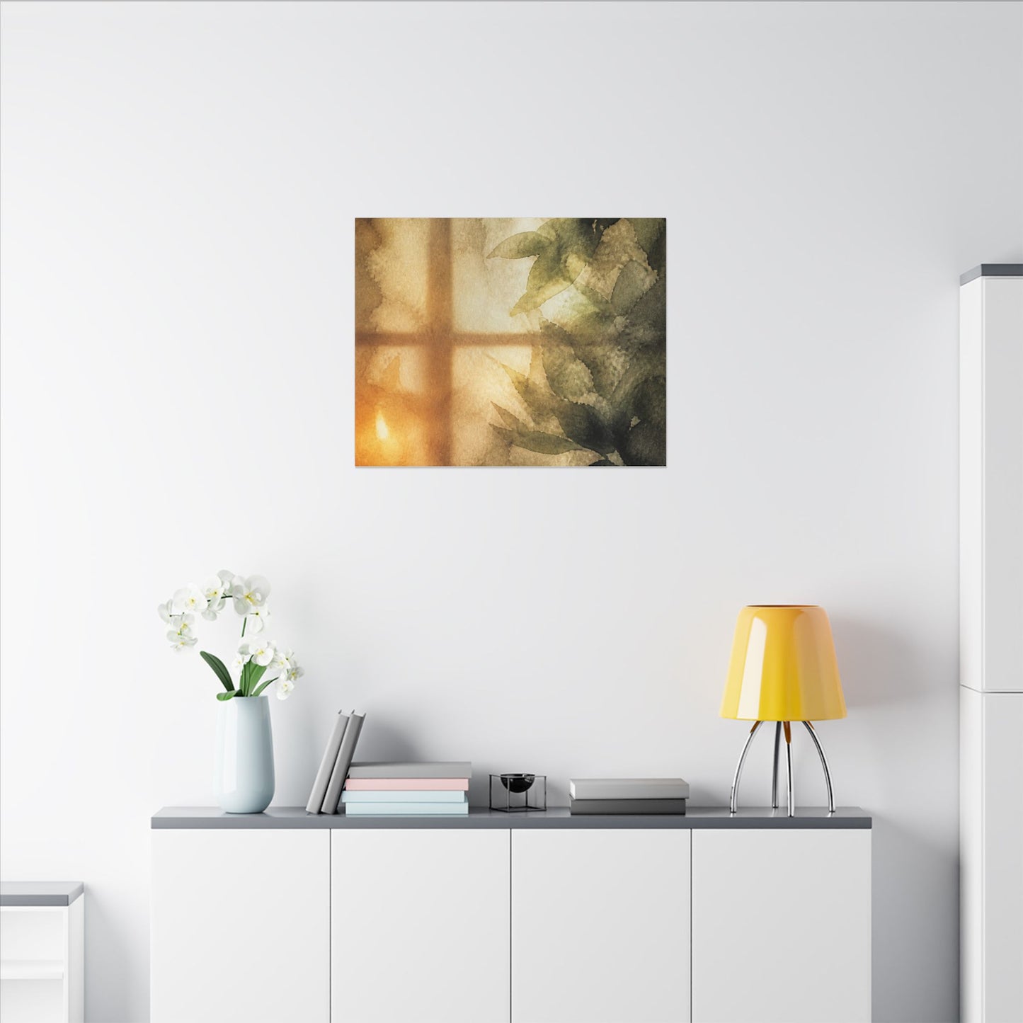 Cozy Shoji Screen Canvas Art - Watercolor Japandi