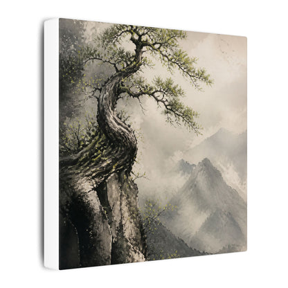 Spring Pine Tree Watercolor Canvas Art | Warm Decor