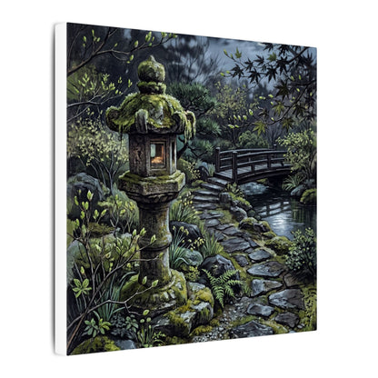 Japandi Stone Lantern in Moonlight | Texture Canvas Art