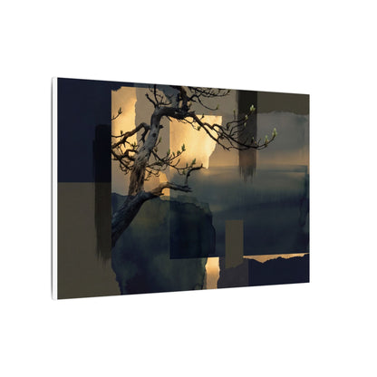 Golden Hour Pine Tree Canvas Art - Dark Japandi Kanso