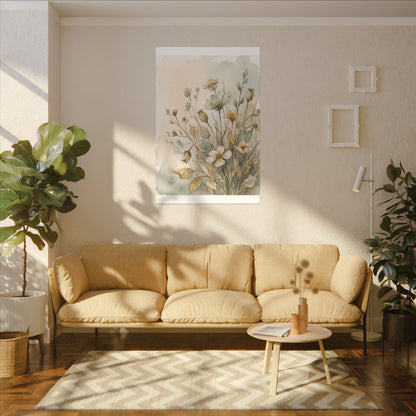 Summer Dried Flowers Watercolor Canvas Art | Elegant Decor