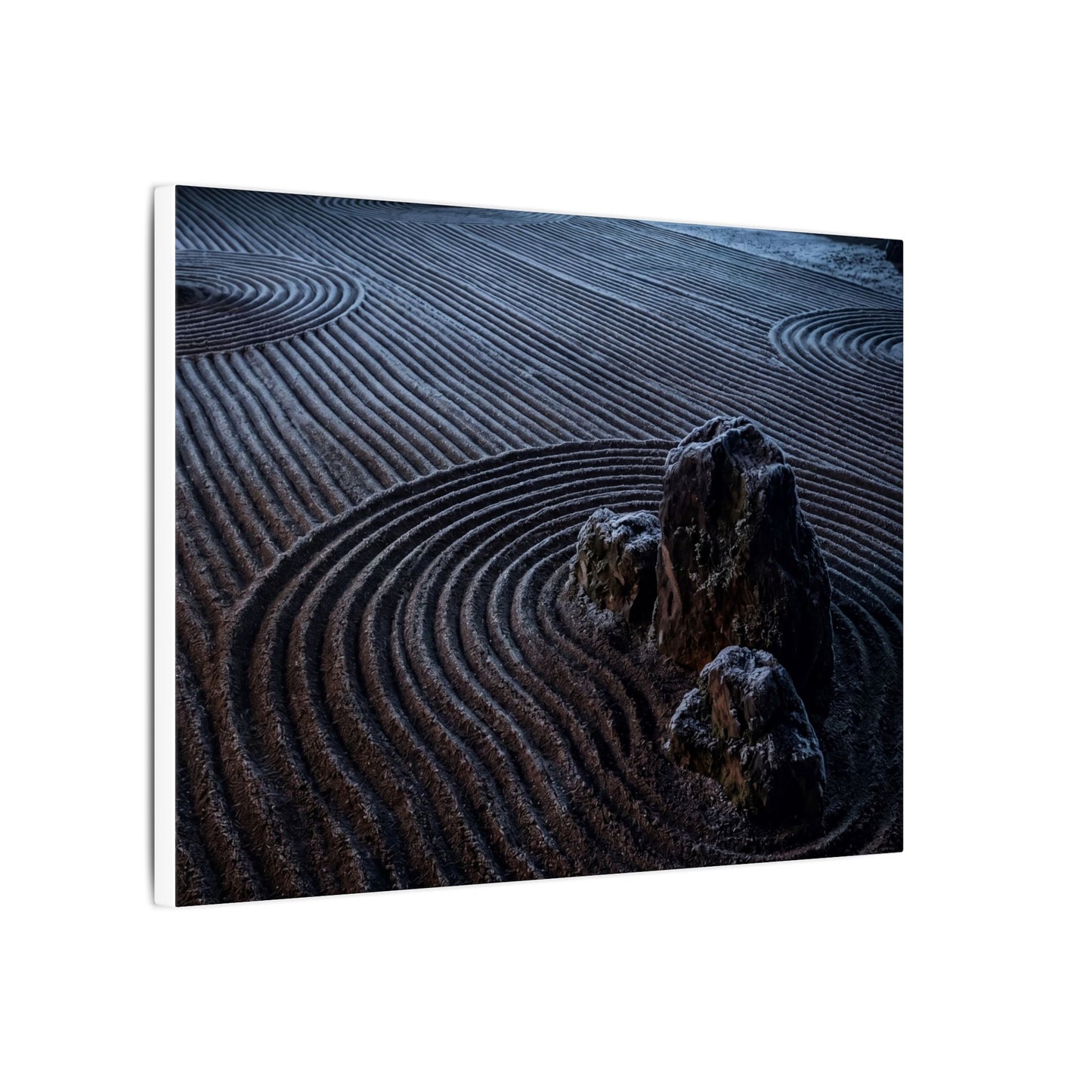 Moonlight Rock Garden Canvas Art - Dark Japandi Seijaku