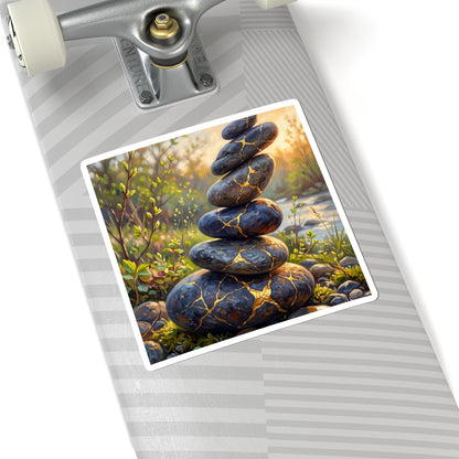River Stones Gold Repair Sticker | Healing Kintsugi Art