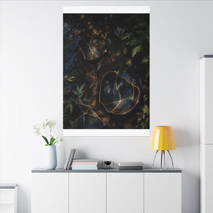 Dark Japandi Broken Pottery in Dappled | Shadow Zen Canvas Art