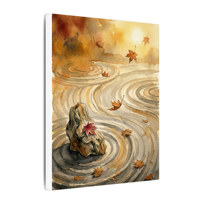 Autumn Rock Garden Watercolor Canvas Art | Neutral Decor
