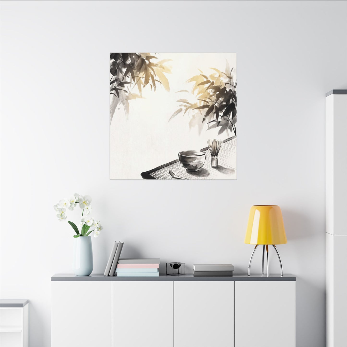 Tea Ceremony Sumi E Canvas Art | Serene Zen Art