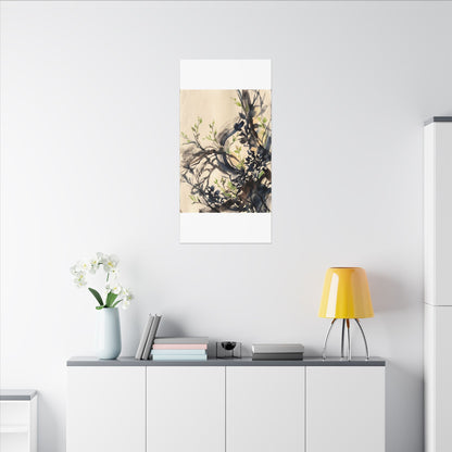 Ma Shadow Play Canvas Art - Dark Japandi Charcoal Ink