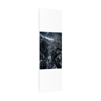 Dark Japandi Pine Tree in Dappled | Dark Texture Canvas Art