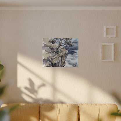 Pine Tree Canvas Art | Winter Japandi Watercolor Art