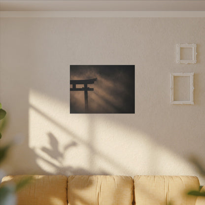 Torii Gate Shadow Zen Canvas Art | Bold Dark Japandi Art