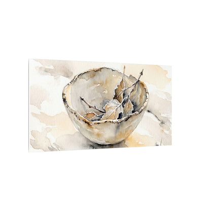 Ceramic Bowl Canvas Art | Winter Japandi Watercolor Art