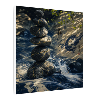 Kintsugi River Stones in Dappled | Broken Beauty Canvas Art