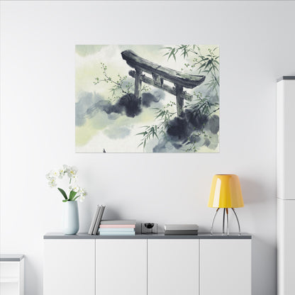 Torii Gate Sumi E Canvas Art | Serene Zen Art