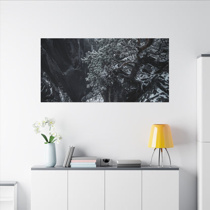 Dark Japandi Pine Tree in Dappled | Dark Texture Canvas Art