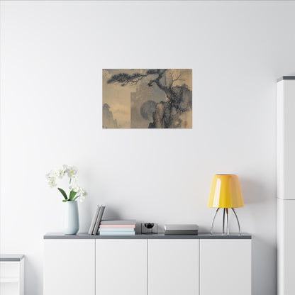 Japandi Pine Tree in Moonlight | Japanese Pattern Canvas Art