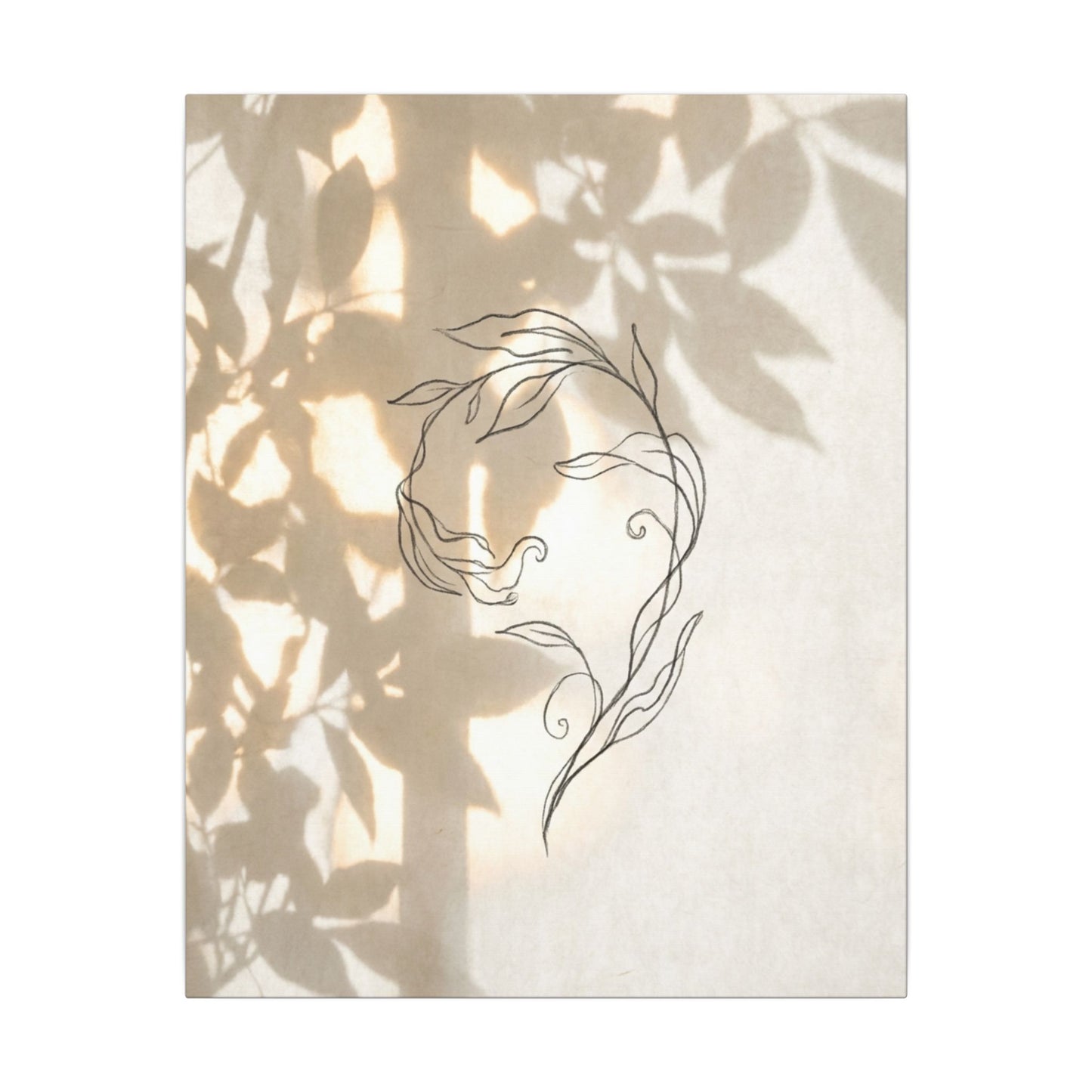 Warm Shoji Screen Canvas Art - Minimal Line Japandi