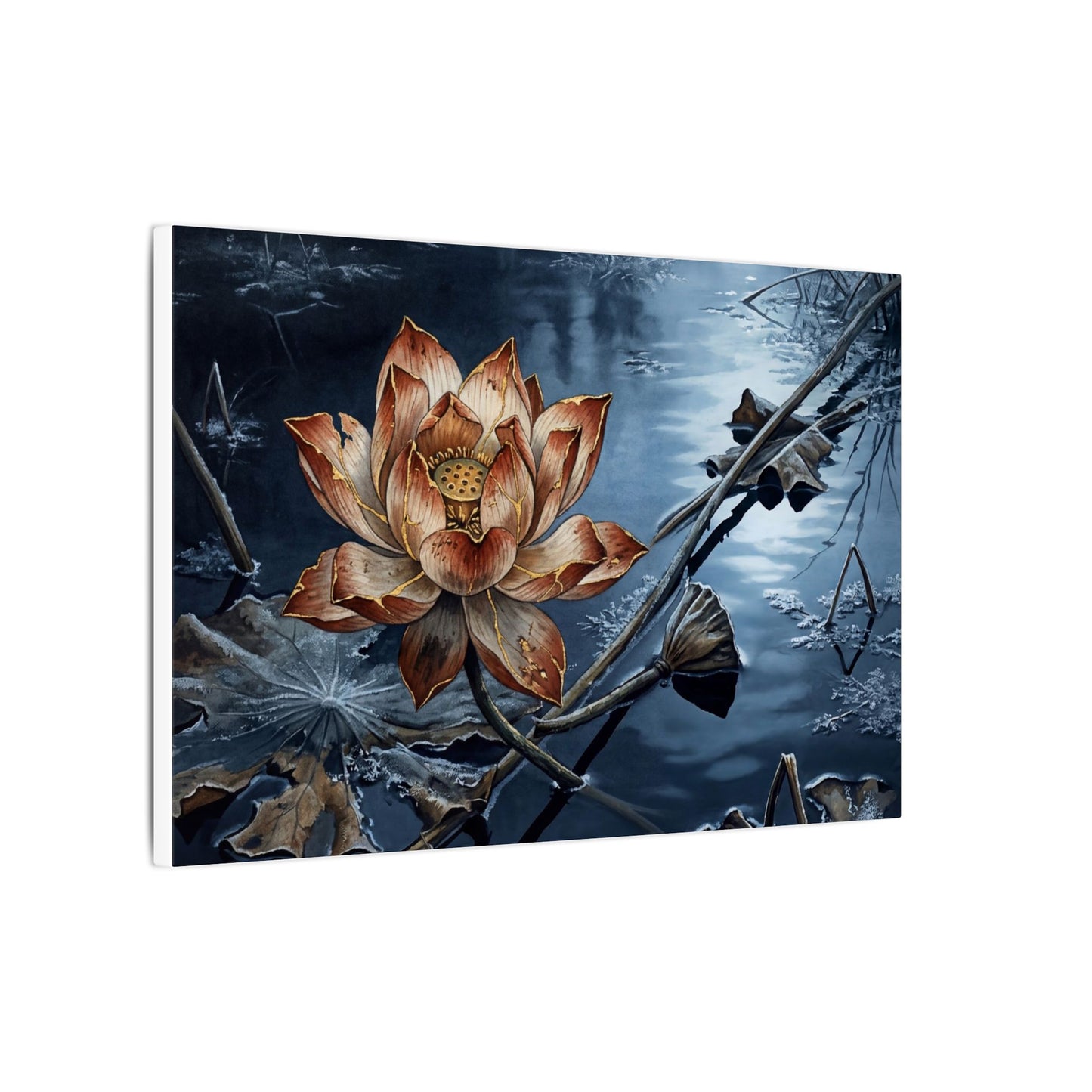 Winter Lotus Flower Broken Beauty Canvas Art | Healing Decor