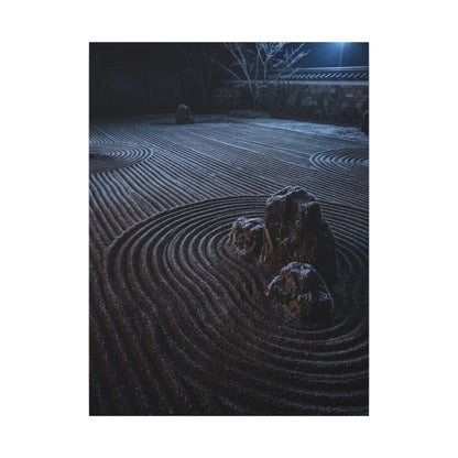 Moonlight Rock Garden Canvas Art - Dark Japandi Seijaku