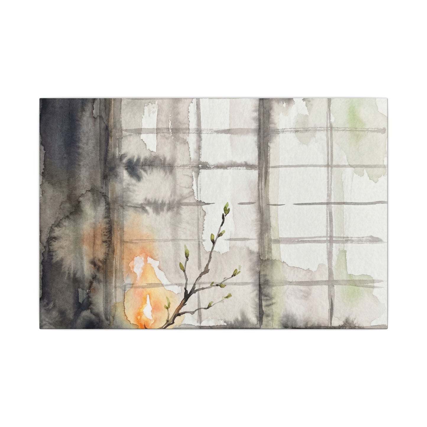 Shoji Screen Canvas Art | Spring Japandi Watercolor Art