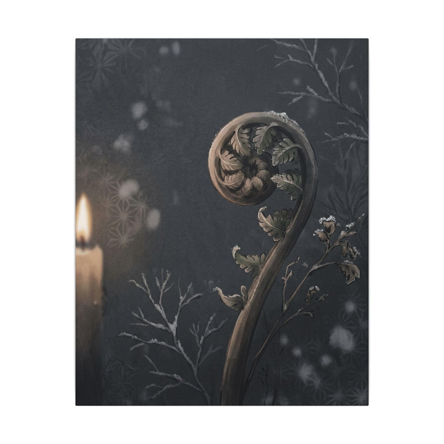 Candlelight Fern Unfurling Canvas Art - Japandi Ma