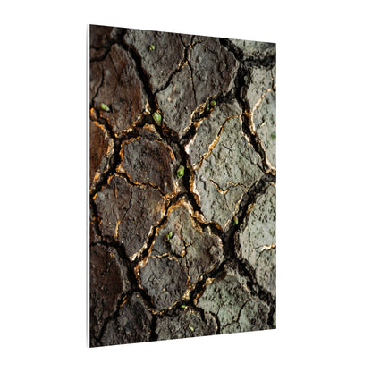 Earthy Cracked Earth Canvas Art - Japanese Pattern Japandi