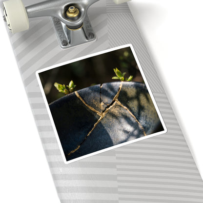 Sophisticated Broken Pottery Sticker - Shadow Zen Dark Japandi Art Print