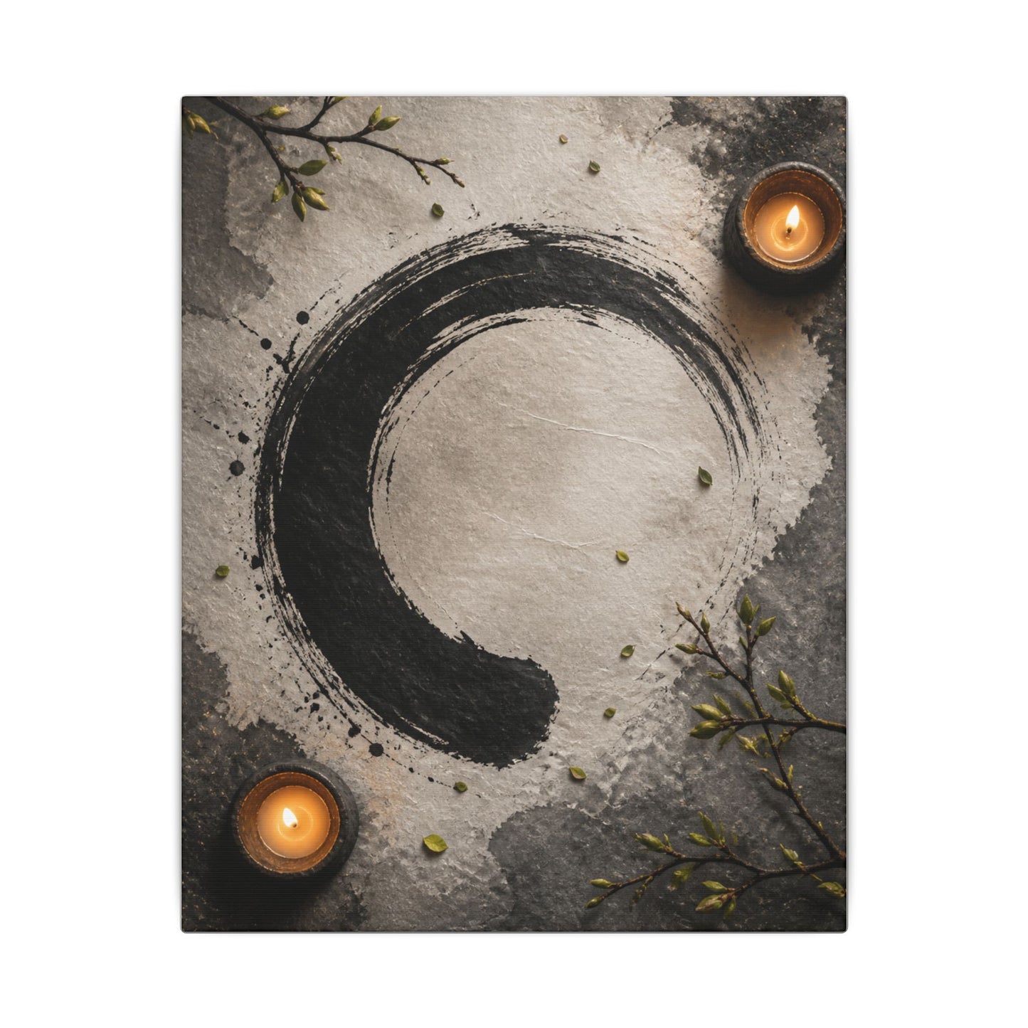 Candlelight Ink Brushstroke Canvas Art - Zen Ma