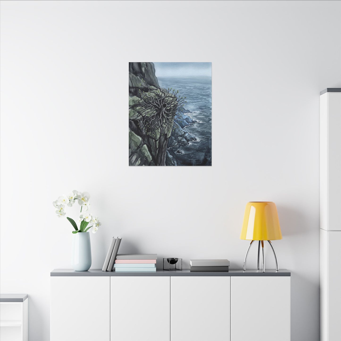 Pine Tree Spring Canvas Art | Japandi Neutral Design