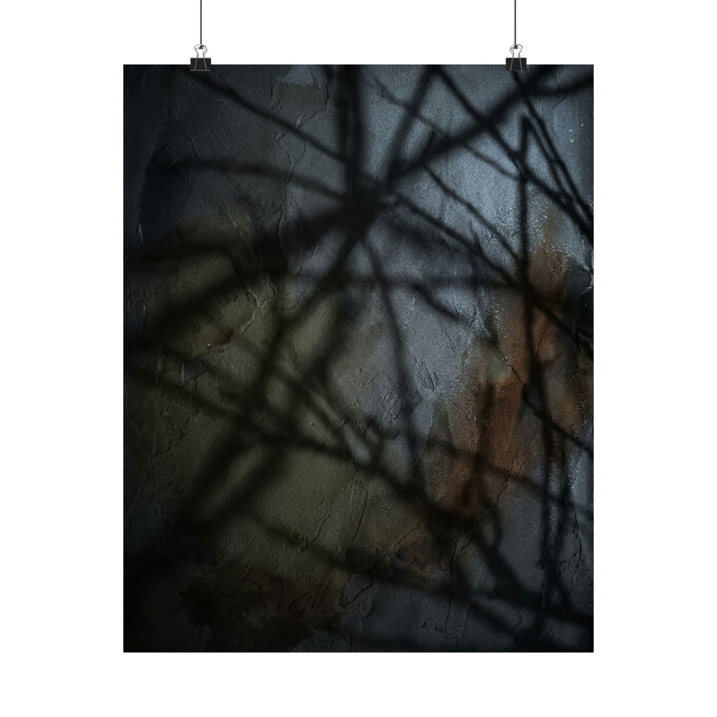 Shadow Play Wall Art Print | Winter Dark Japandi Dark Texture Art