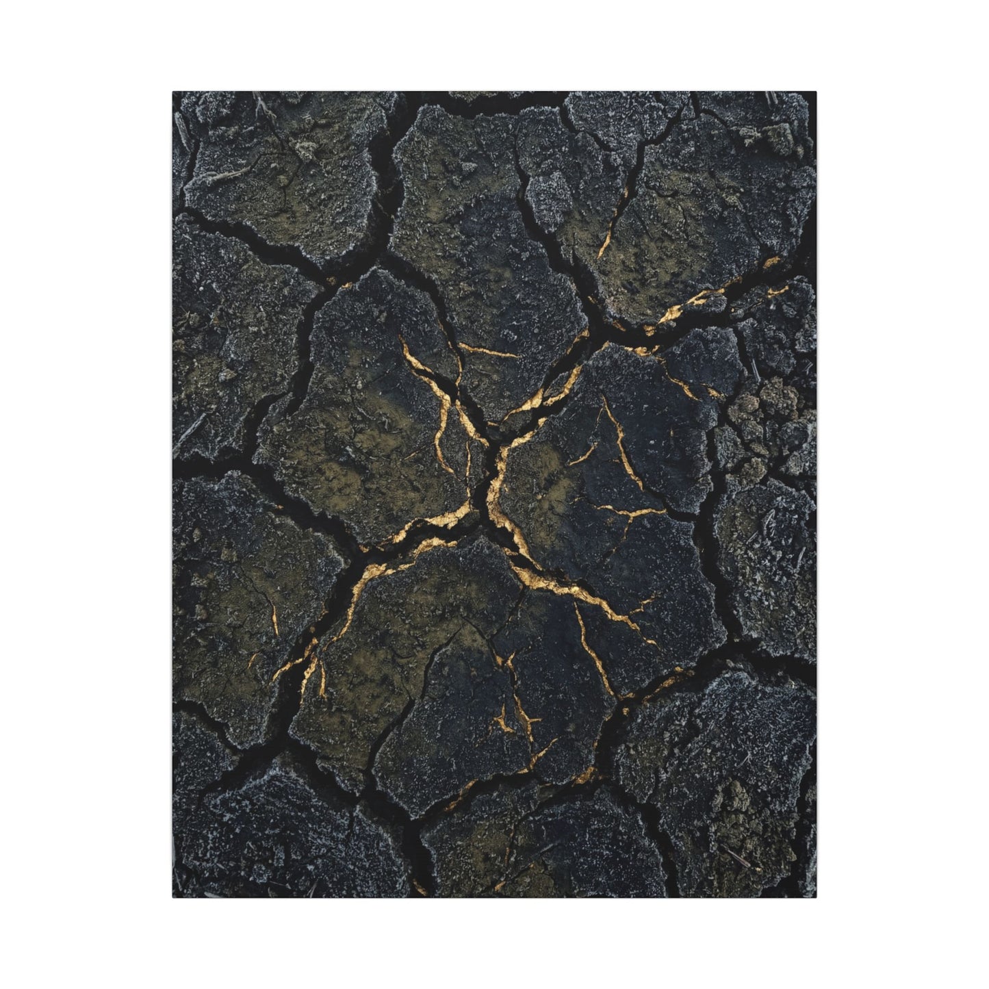 Overcast Cracked Earth Canvas Art - Dark Japandi Ma