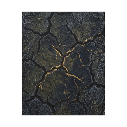 Overcast Cracked Earth Canvas Art - Dark Japandi Ma