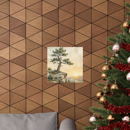 Golden Hour Pine Tree Wall Art Print - Japandi Mono No Aware