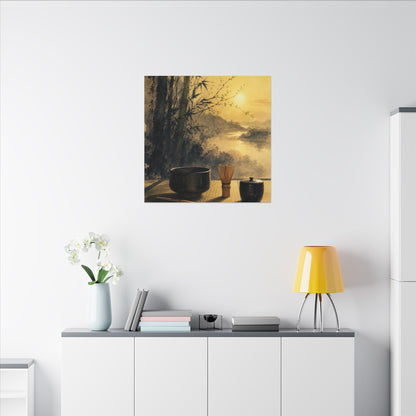 Tea Ceremony Sumi E Canvas Art | Contemplative Zen Art