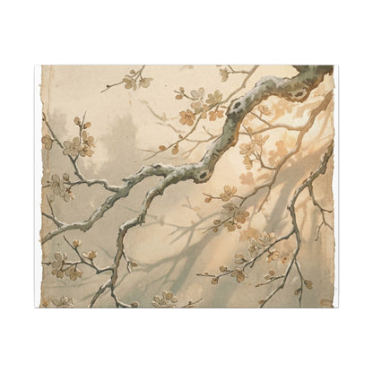 Cherry Blossom Canvas Art | Winter Japandi Japanese Pattern Art Art Print