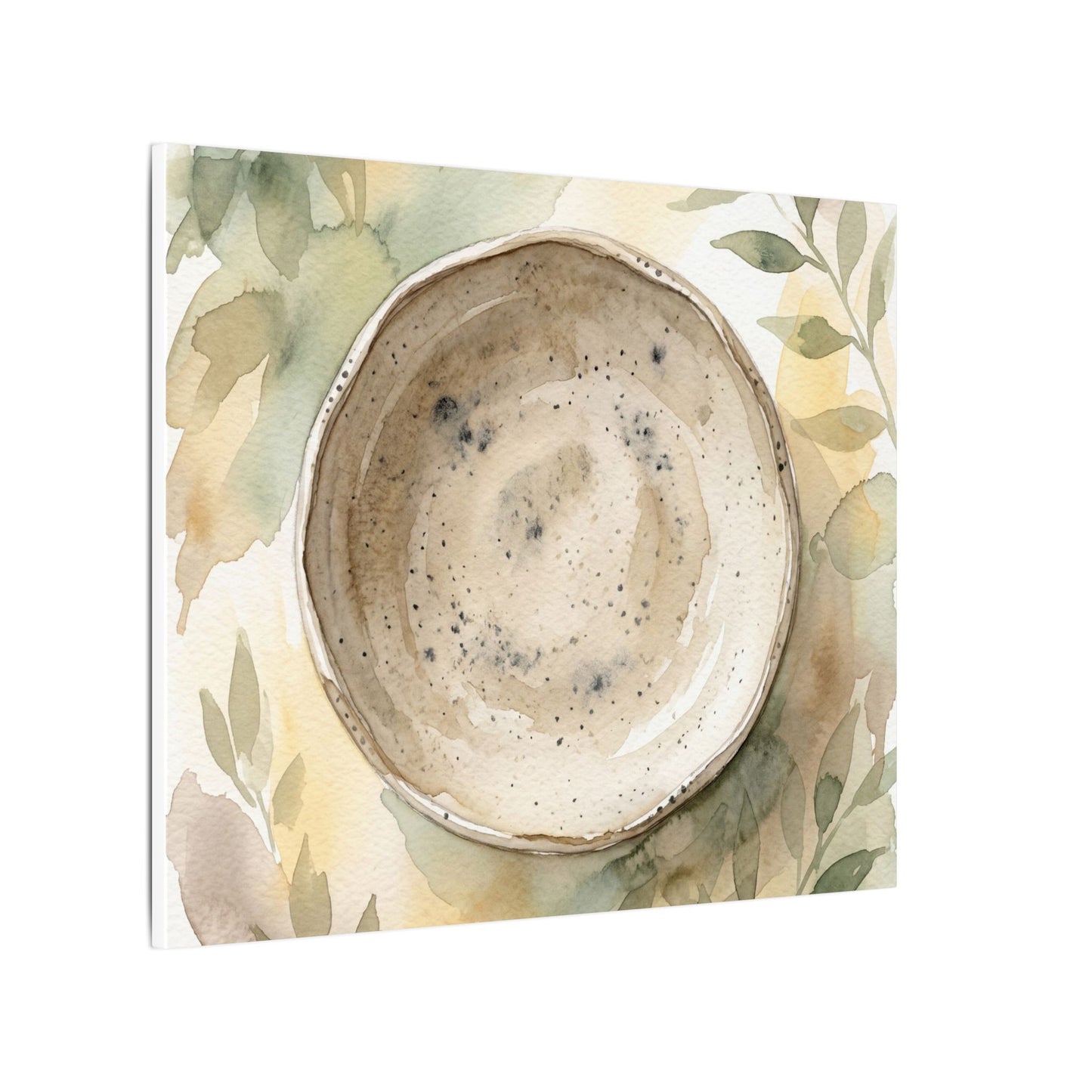 Ceramic Bowl Watercolor Canvas Art | Warm Japandi Art