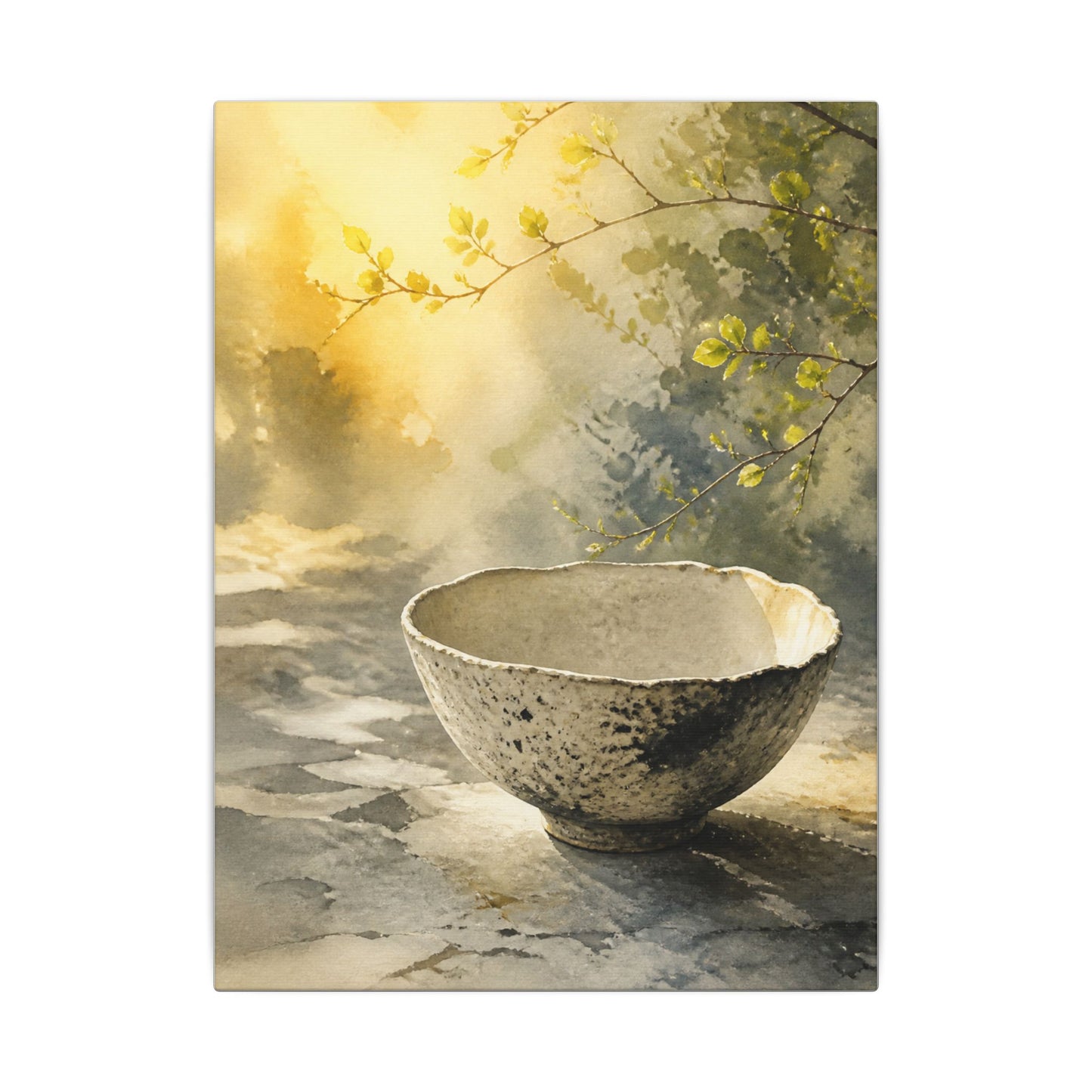 Cozy Ceramic Bowl Canvas Art - Watercolor Japandi
